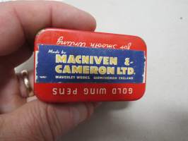 Gold Wing 456 pens -  Macniven &amp; Cameron Ltd (Waverley, Edinburgh I.) -mustekynän teriä, peltirasia