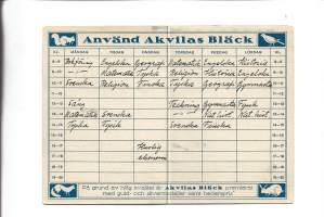 Akvilas  Läsorning  lukujärjestys   täytetty 1939