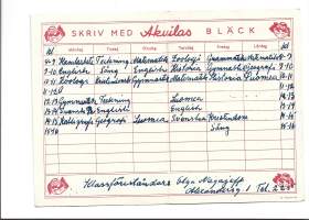 Akvilas  Läsorning  lukujärjestys   täytetty 1952