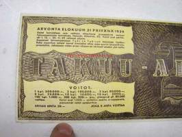 Tuki ja Työ ry, Takuu-arpa 1939, nr 012284, 20 mk