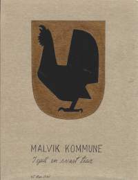 Malvik kommunevaakuna  alkuperäinen guassimaalaus pahville 22x16 cm