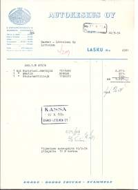 Autokeskus Oy Helsinki 1954  firmalomake