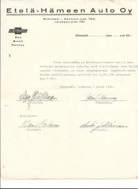 Etelä-Hämeen Auto Oy Riihimäki 1938  firmalomake