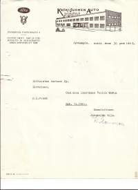 Keski-Suomen Auto  Jyväskylä 1938  firmalomake