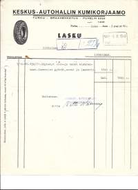 Keskus-Autohallin Kumikorjaamo Turku 1940  firmalomake