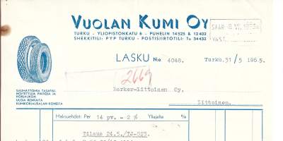 Vuolan Kumi Oy  Turku 1955 firmalomake