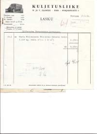 Kuljetusliike M ja Y Alamäki Pori 1954  - firmalomake