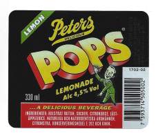 Peters POPS lemon 4,5 %  viinaetiketti