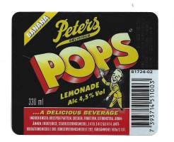 Peters POPS banana 4,5 %  viinaetiketti
