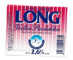 Long Vodka Puolukka  Long Drink  - viinaetiketti