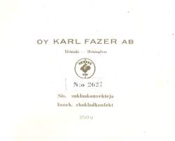 Suklaakonfekteja   - suklaakonvehtirasia nr 2627    26x21x3,5 cm