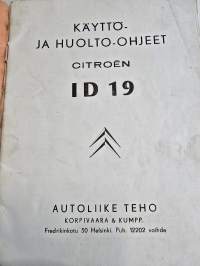 Citroen ID 19 käyttö- ja huolto-ohjeet  1959