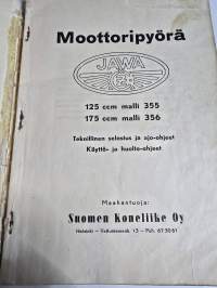 Jawa moottoripyörä 125 cc &amp; 175 cc käyttö- ja huolto-ohjeet.
