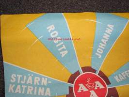 AAA Rosita, Johanna, Korona, Katrina, Guld-Katrina, Stjärn-Katrina, Kaffetåren -kahvimainosjuliste vuodelta 1956