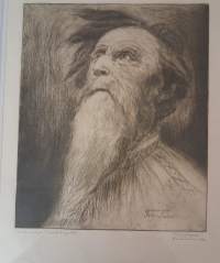 Harvinainen Toivo Talvi (1932): Runonlaulaja Timoi Lipitsä. (Kotimainen taide, grafiikka )