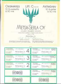 Metsä-Serla Oy   osakekirja, Helsinki 1988
