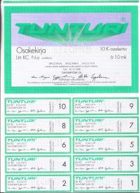 Tunturi Oy   osakekirja, Turku 1988