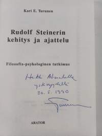 Rudolf Steinerin kehitys ja ajattelu : filosofis-psykologinen tutkimus (signeerattu, tekijän omiste)