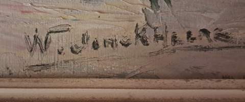 Tyylikäs belgialainen öljyvärimaalaus  ” Puistobulevardi” ( Ulkolaiset kuvataitelijat, kuvataide, taulut, nr 31)