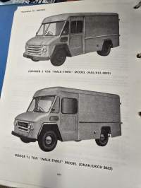 Commer 2 ton walk thru model kal/kcl 4023 &amp; dodge 1,5 ton model dkah/dkch 3023 parts list  1973