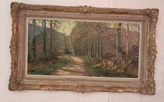 Upea suuri panoraama-öljyvärimaalaus ”Metsämaisema ” (ulkolaiset kuvataitelijat, kuvataide, taulut,  nr46)