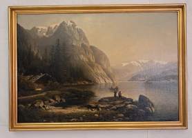 Arnold Forstmann (1842–1914) – Suuri romanttinen vuonomaisema. (Ulkolaiset kuvataiteilijat, taulut, kuvataide, nr 17 )