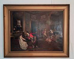 Suuri ja näyttävä öljyvärimaalaus – Musiikki ja Shakki  ( Ulkolaiset kuvataitelijat, taulut, kuvataide, nr 24 )