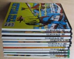 Tex Willer 10 kpl vuosilta: 1981: N:o 11 ja N:o 15, 1982: N:o 16, 1983: 6, 13 ja 16, 1984: N:o 7, N:o 11, N:o 12 ja N:o 16,