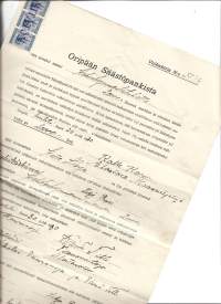 Oripään Säästöpankki    - velkakirja  1930 leimamerkein