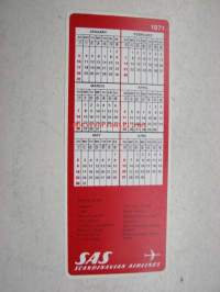 SAS 1971 -mainoskalenteri