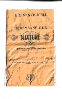 Tiedemanns Gul lett mixture piipputupakka tyhjä savukerasia tupakka-aski