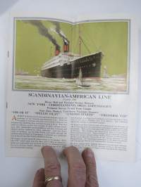Scandinavian-American Line - New York - Oslo / Christiansand Copenhage -travel brochure / matkaesite III luokan matkustajille, sisältää suomenkielisen osuuden