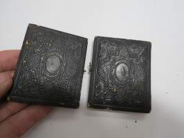 Silinterihattu - ambrotyyppi (ambrotype) -kehyksessä oleva valokuva noin 1850-1860 luvulta