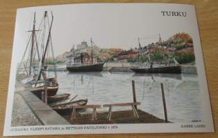 Postikortti : Turku - Aurajoki - Ylempi satama ja Rettigin paviljonki v. 1879 - Aarre Laiho