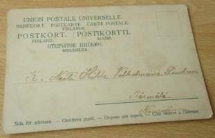 Pietarsaari Runebergin tupa  - postikortti, paikkakuntapostikortti  kulkenut nyrkkipostissa
