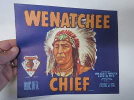 Wenatchee Chief -etiketti / hedelmä- / vihanneslaatikon päätypainate