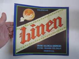 Sunkist Valencia Linen -etiketti / hedelmä- / vihanneslaatikon päätypainate