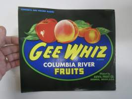 Gee Whizz Columbia River Fruits -etiketti / hedelmä- / vihanneslaatikon päätypainate