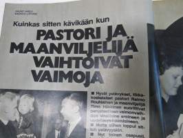 Apu 1973 nr 32, 10.8.1973, Arja ja Tommi Rinne, Parinvaihto Tikkakoski - pappi ja maanviljelijä vaihtoivat vaimoja - Raimo &amp; Liisa Rouhiainen + Pirkko &amp; Timo...