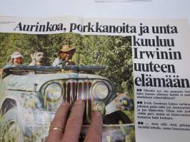 Apu 1973 nr 28, ilmestynyt 13.7.1973, sis. mm. seur. artikkelit / kuvat / mainokset; Kansikuva Irwin Goodman - Irwinin uusi elämänmuoto - aurinkoa, porkkanoita ja
