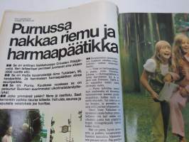 Apu 1973 nr 28, ilmestynyt 13.7.1973, sis. mm. seur. artikkelit / kuvat / mainokset; Kansikuva Irwin Goodman - Irwinin uusi elämänmuoto - aurinkoa, porkkanoita ja