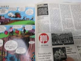 Apu 1973 nr 28, ilmestynyt 13.7.1973, sis. mm. seur. artikkelit / kuvat / mainokset; Kansikuva Irwin Goodman - Irwinin uusi elämänmuoto - aurinkoa, porkkanoita ja