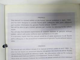 Toyota Exhaust System 1985 part number guide (alkuperäiset pakoputket) -tuoteluettelo