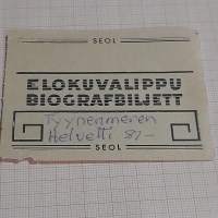 Elokuvalippu / Biografbiljett, elokuvateatteri   -pääsylippu