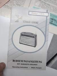 Schaub-Lorenz Transistorsuper-Programm 1961 Touring T 20, T 20 L, Weekend T 10, Golf T 20 -myyntiesite + Amigo T 20 L Service + T 20 L Bedfenungsanleitung ohje