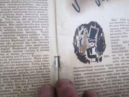 Suomi Filmin Uutisaitta 1942 nr 7, Kansikuva Irma Seikkula - Synnin puumerkki, Rautakruunu, Me pyydämme tanssiin, Hänen poikansa, Filmileirin elämää Urjala, ym.