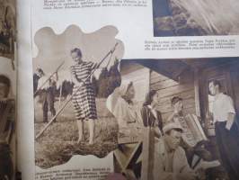 Suomi Filmin Uutisaitta 1942 nr 7, Kansikuva Irma Seikkula - Synnin puumerkki, Rautakruunu, Me pyydämme tanssiin, Hänen poikansa, Filmileirin elämää Urjala, ym.