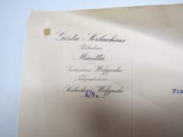 Gösta Serlachius, Mänttä, 9.11.1916 -asiakirja, allekirjoitus Gösta Serlachius