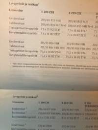 Mercedes-Benz E-sarja, käyttöhjekirja, tekniset tiedot