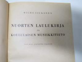Nuorten laulukirja ja koululaisen musiikkitieto, kansikuvitus Martta Wendelin